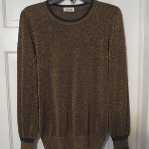 Baum und Pferdgarten Dark Gold Sparkly Sweater with Ruffled Wrist Sz M